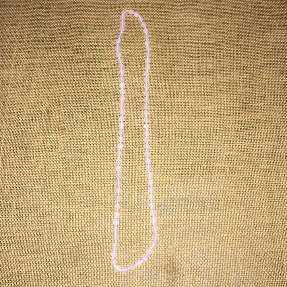 Vintage rosy quartz necklace 20” quality gemstone